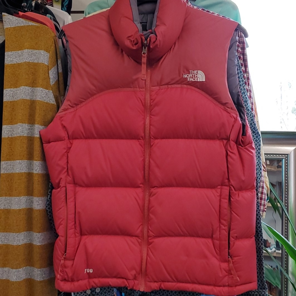 The North Face red puffer vest